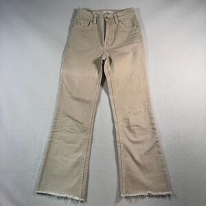 MNG Jeans Womens 2 Ivory Sienna Flare Mid Rise Raw Hem